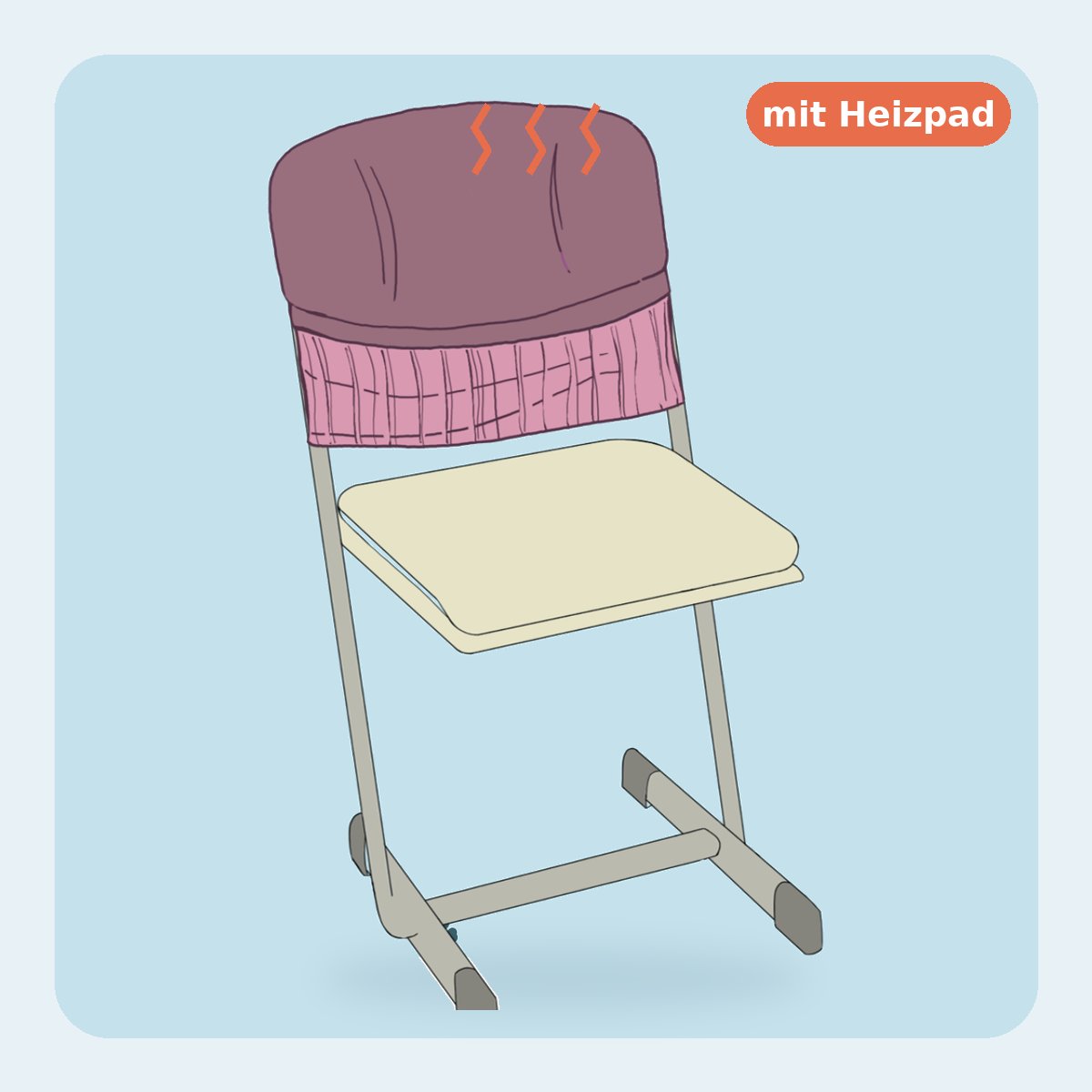Velours Rückenpolster mit Heizpad Altrosa