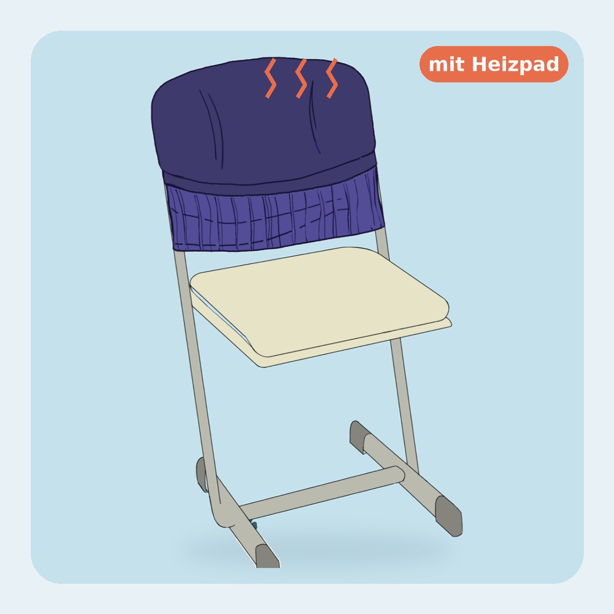 Velours Rückenpolster mit Heizpad Nachtblau