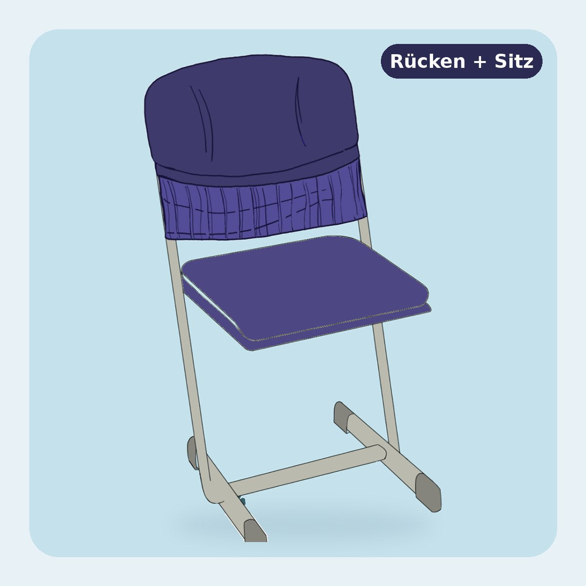 Velours Rücken + Sitzpolster Nachtblau