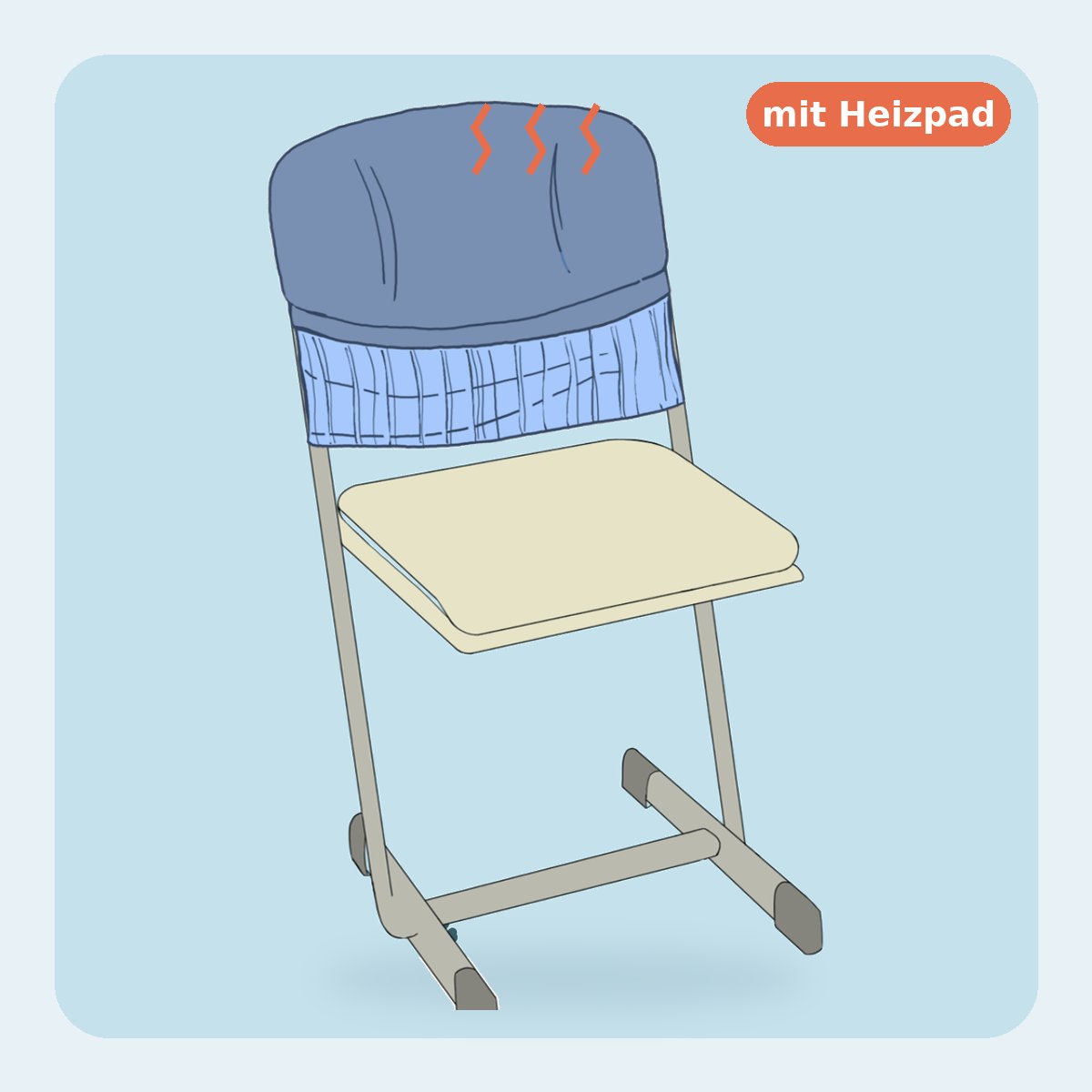 Velours Rückenpolster mit Heizpad Rauchblau