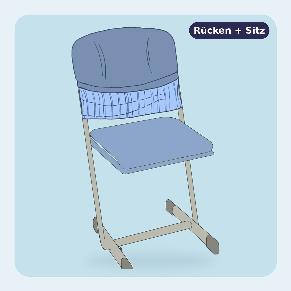 Velours Rücken + Sitzpolster Rauchblau